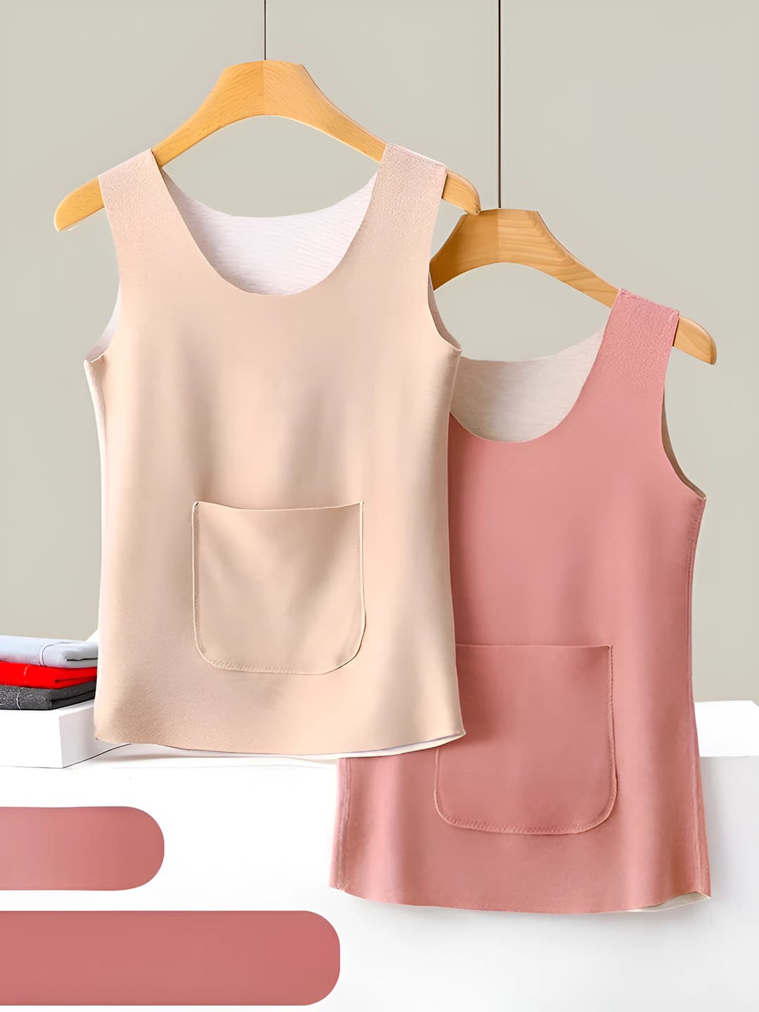 Women's thermal underwear top, warm, seamless, slim fit, with pockets, stretch, polyester