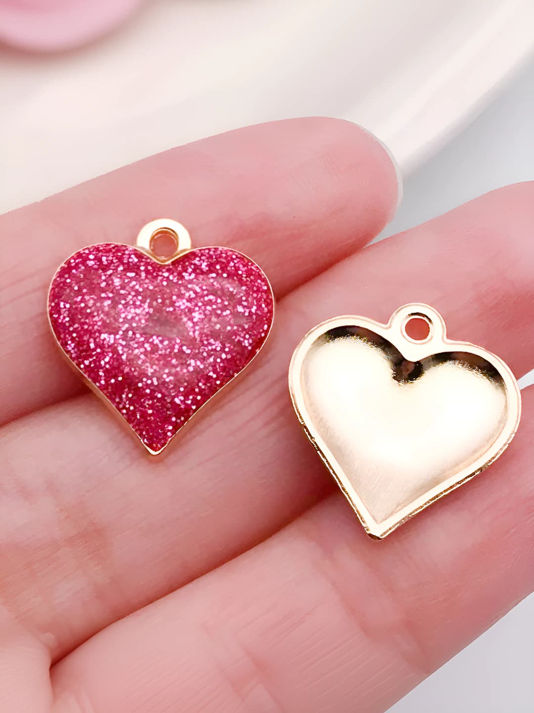 1 pc Pink gold heart 15×17mm-1.7g-14323