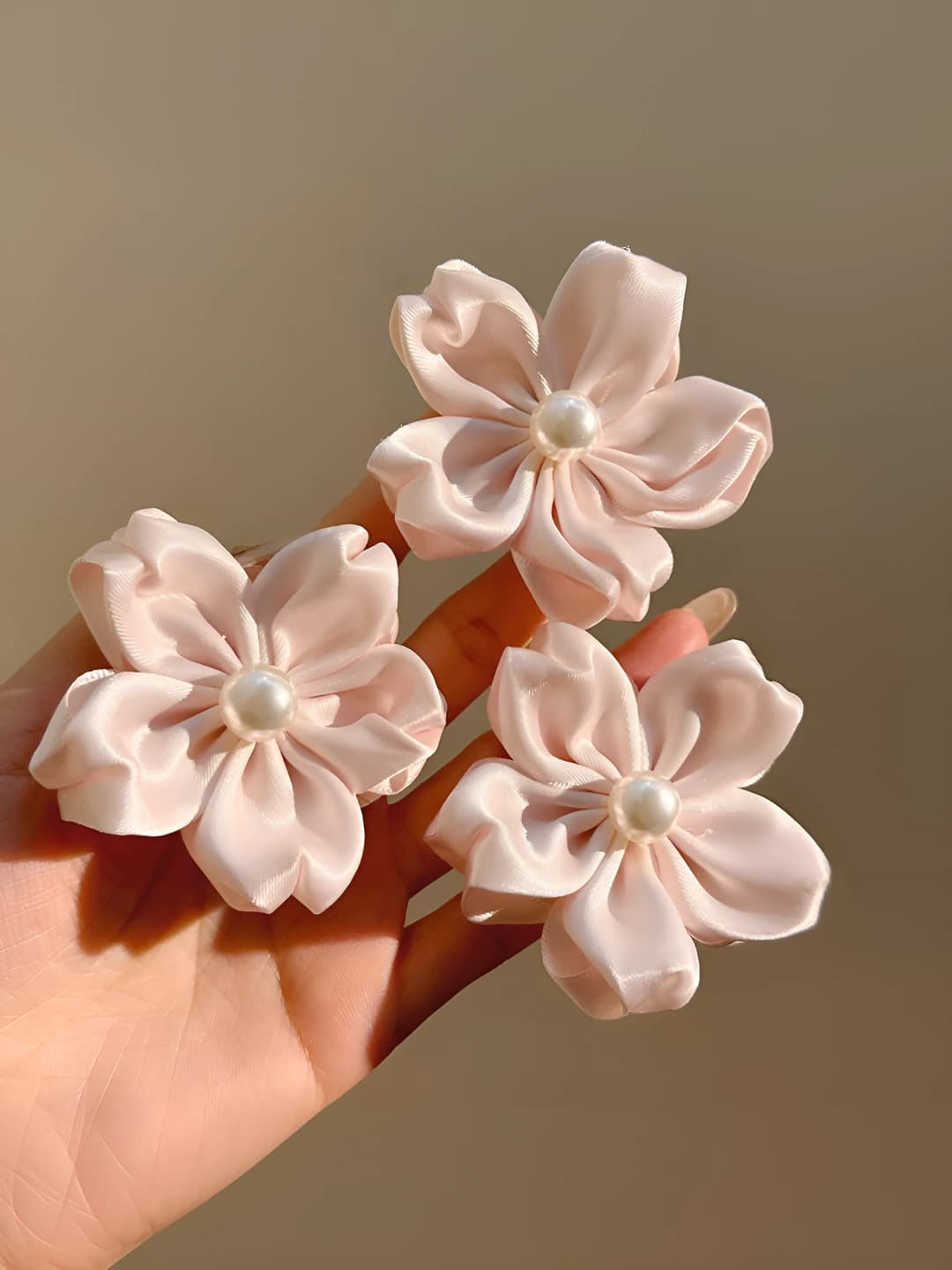 Pink floral hair clip (3 pc)