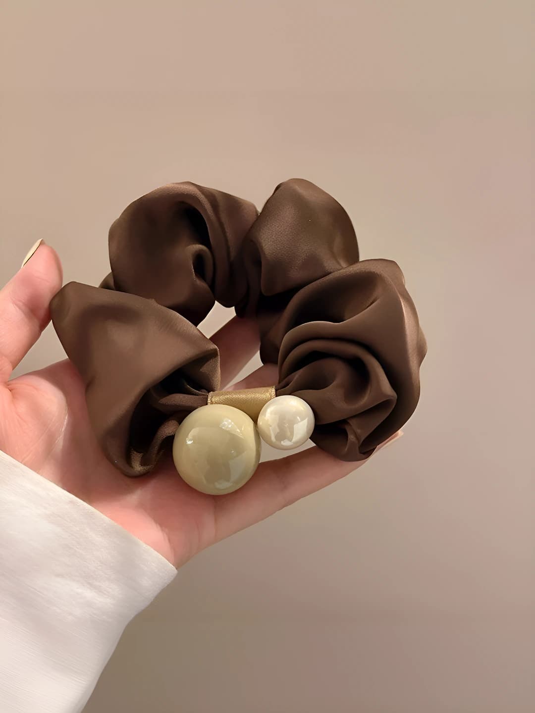 1# Dark coffee large hair tie 8 cm