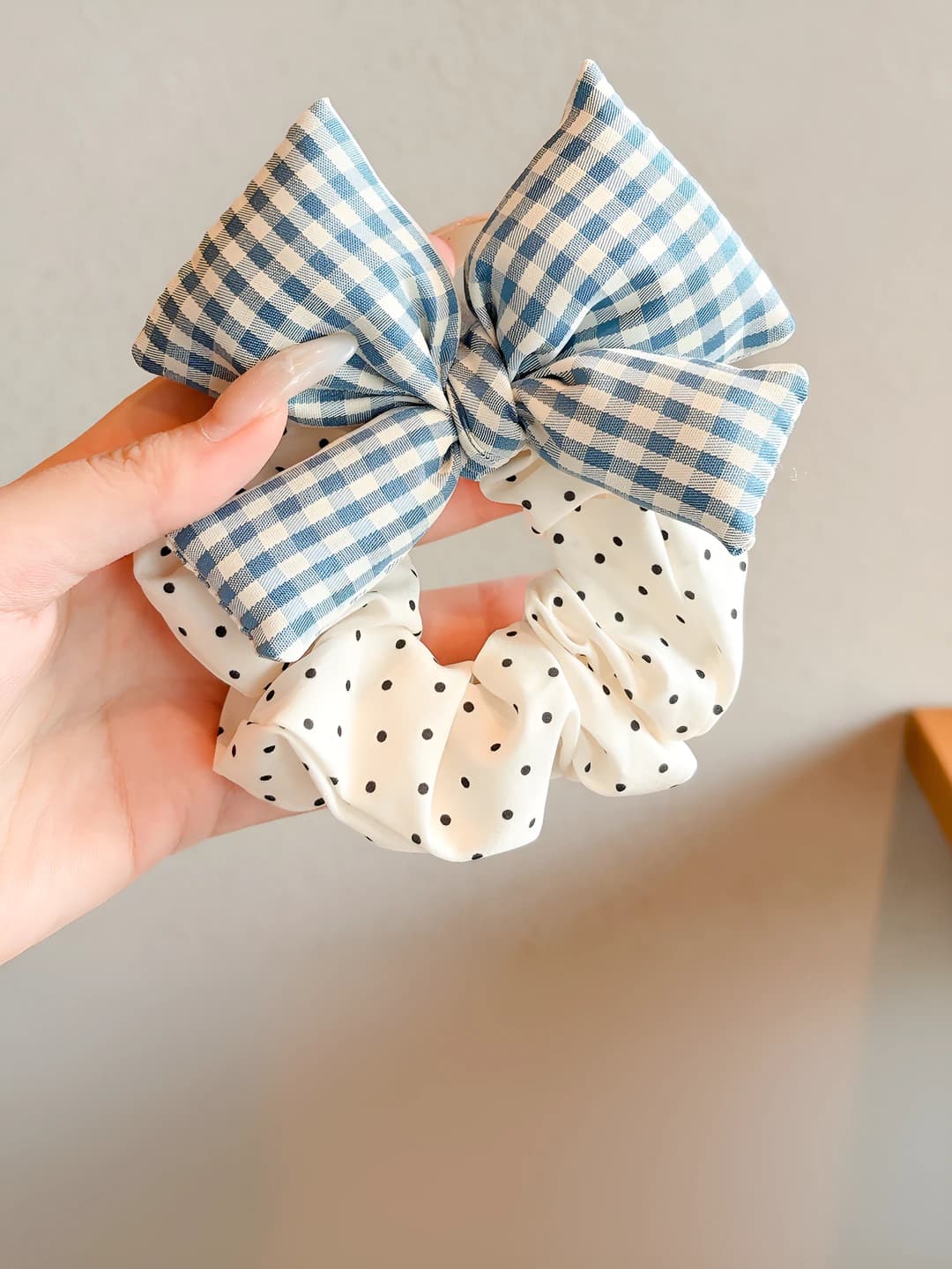 2# Blue plaid dots ~12cm