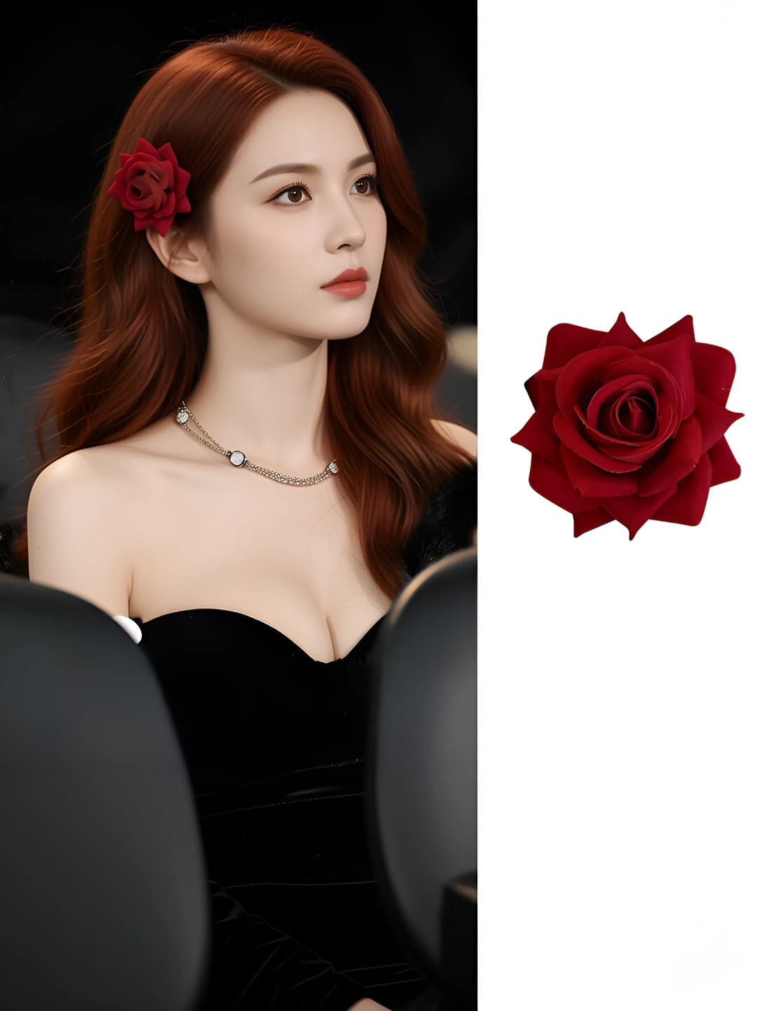 1# Red rose clip (~4.5 cm)