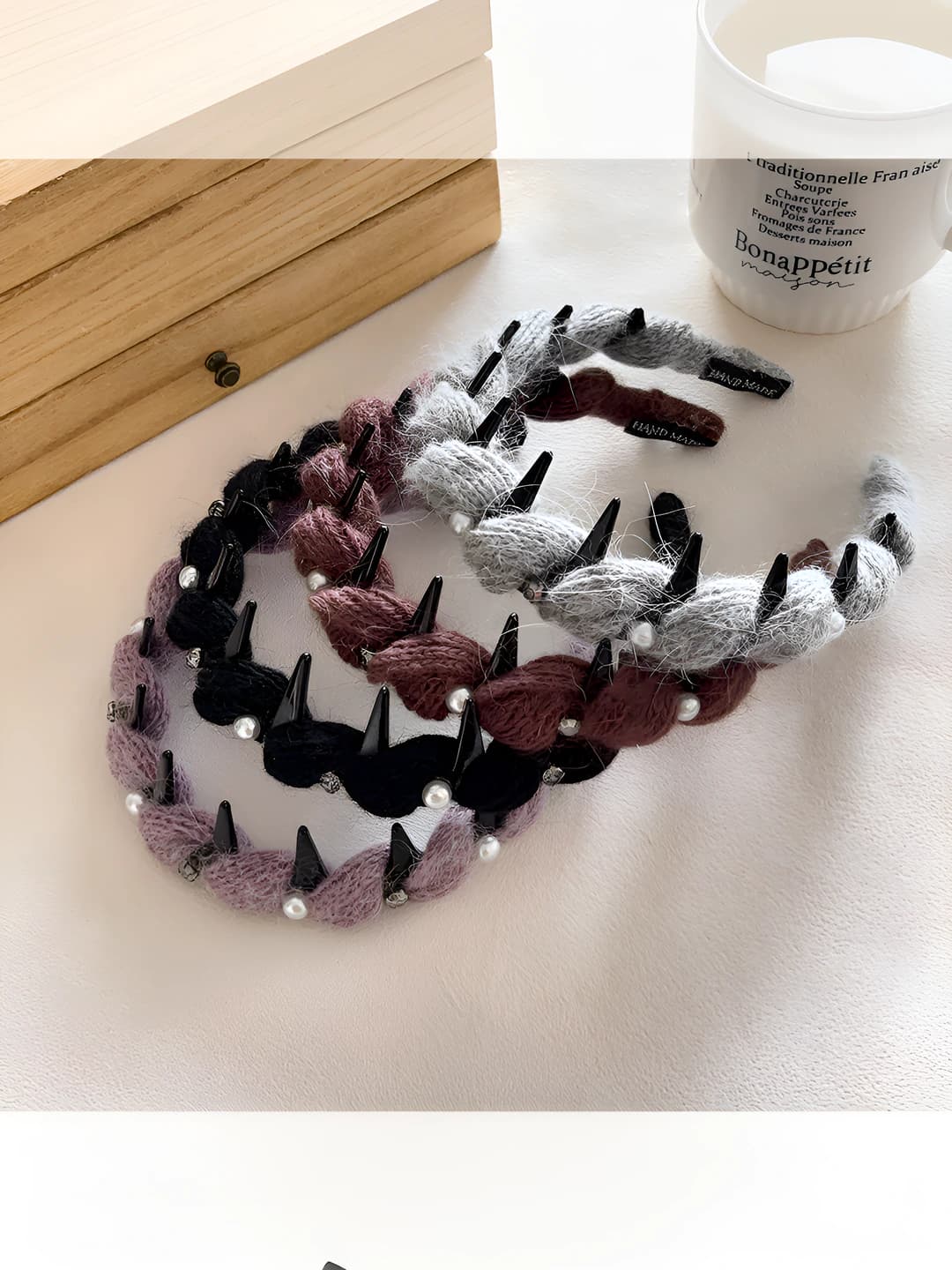 Women's knitted spiked headband, casual style, 2026