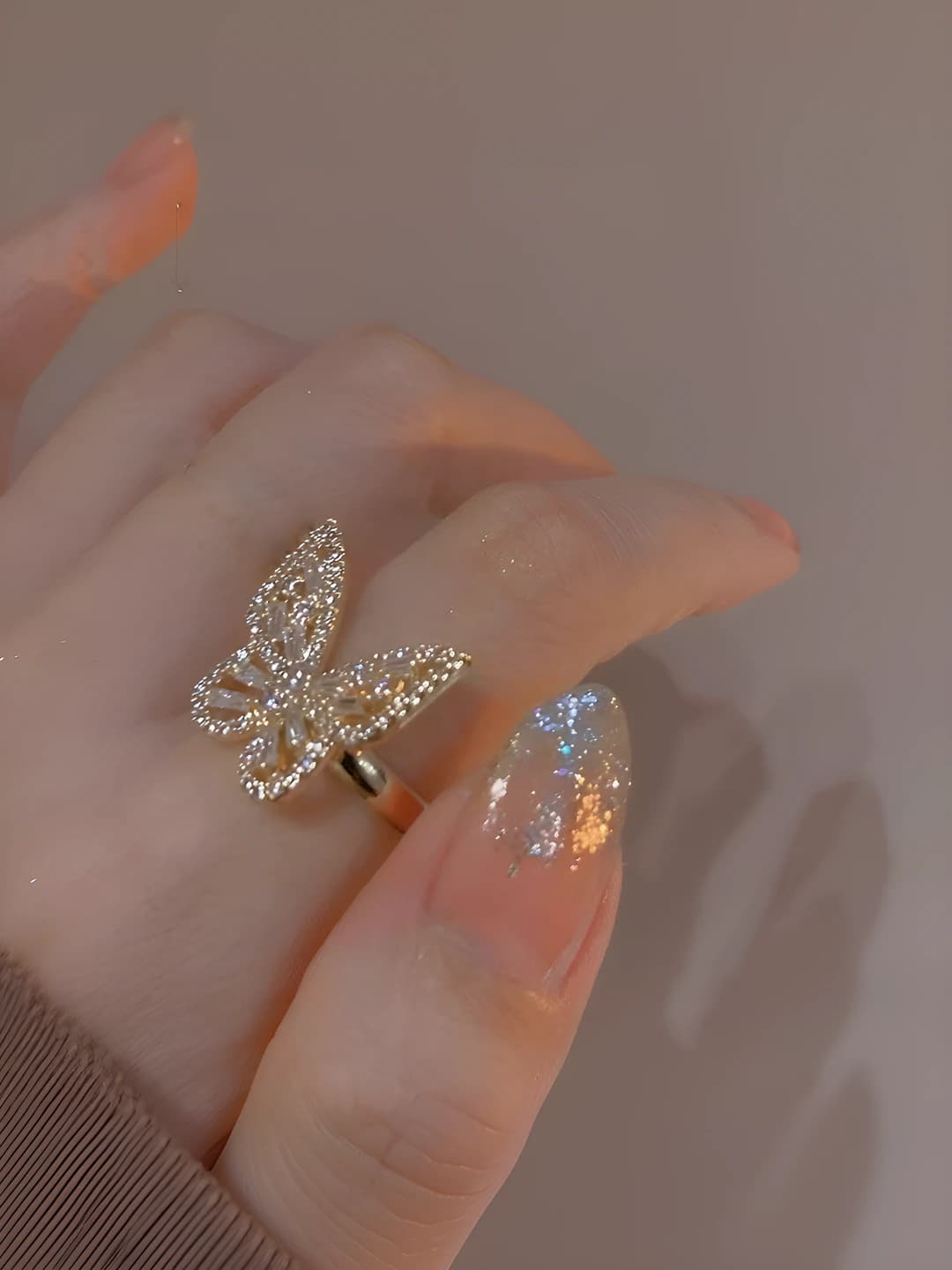 418 zircon butterfly ring-gold