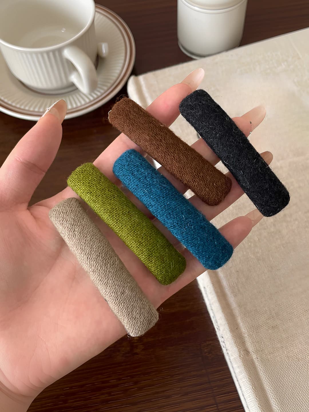 Women's fabric-covered BB hair clips, seamless, preppy style, geometric design element