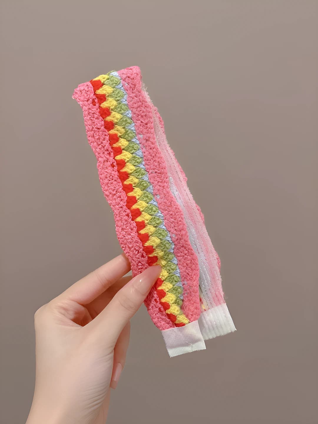 3# Pink rainbow braided 37.5 cm