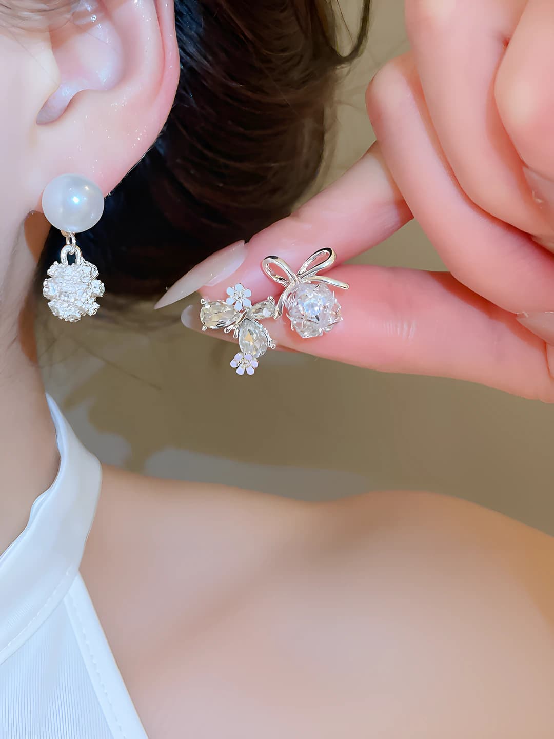 Women's retro butterfly zircon earrings