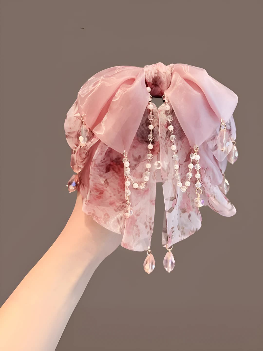 Pink bow claw clip