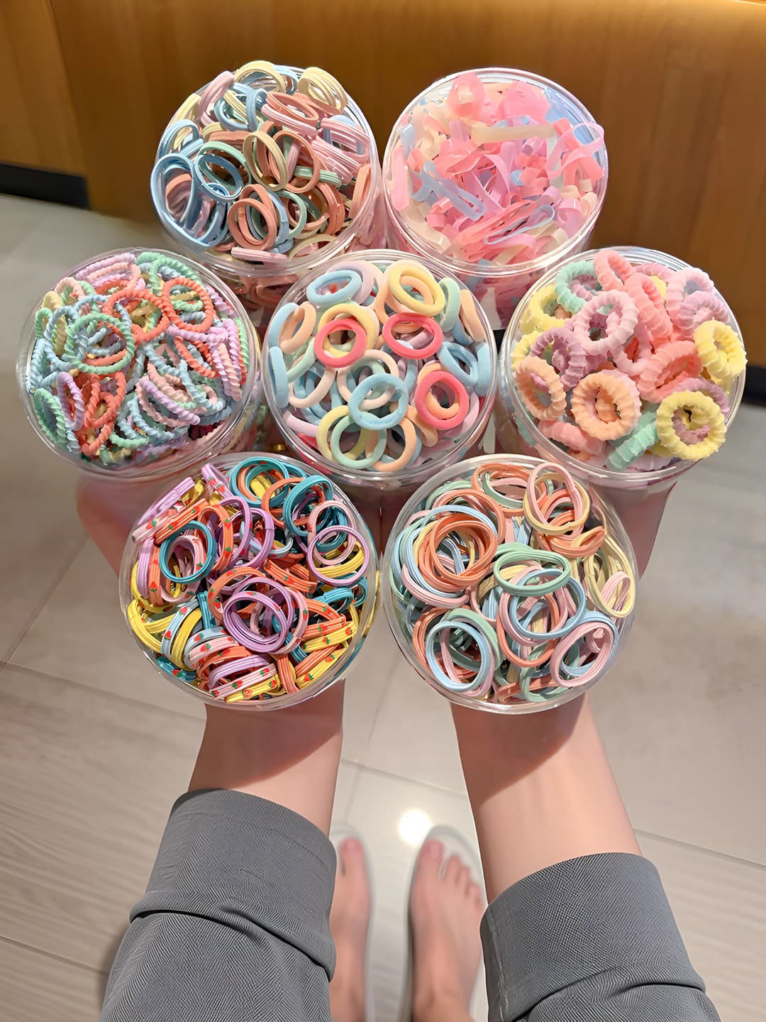 Women's colorful stretch hair ties, Korean style, high elasticity, hair-damage free