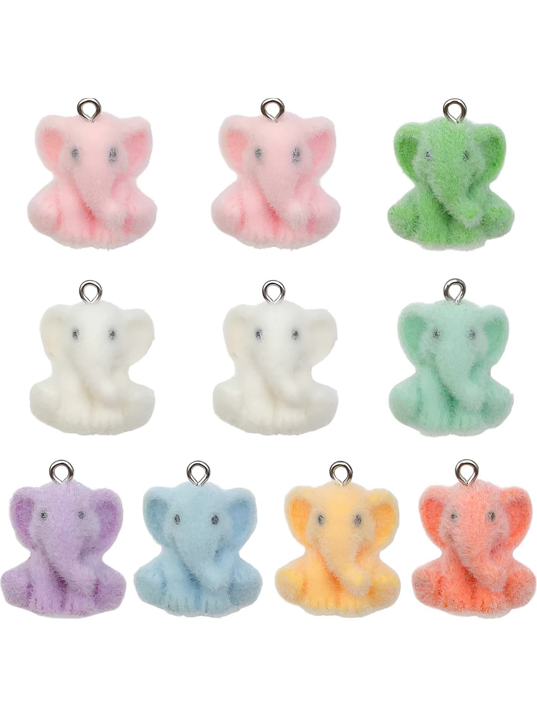 8 types mixed 10 pcs resin flocked animal elephant - 32.1g