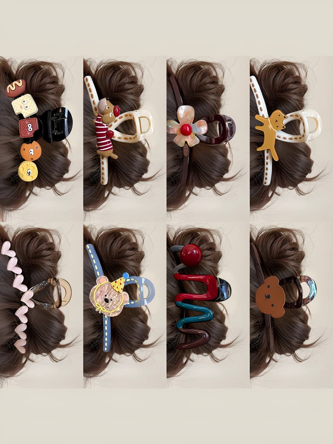 Women's hair clips and combs: acrylic, dopamine, sequins, cartoon, heart, bow, animal, rhinestones, star, cross, bear, childlike style