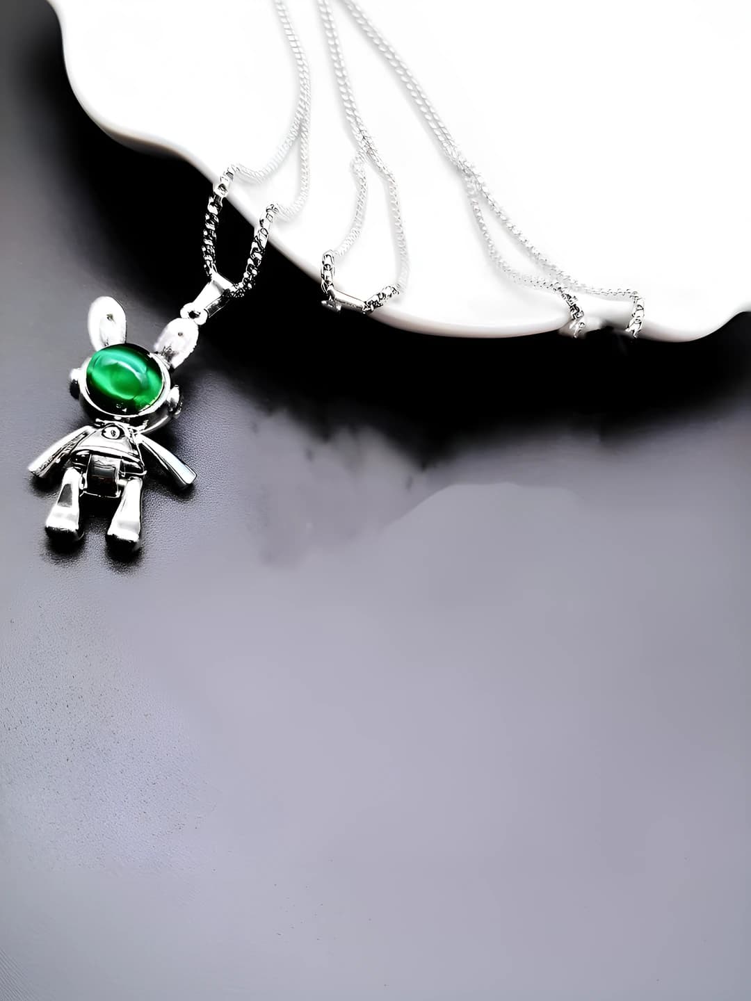 Green space rabbit - titanium chain 60 cm