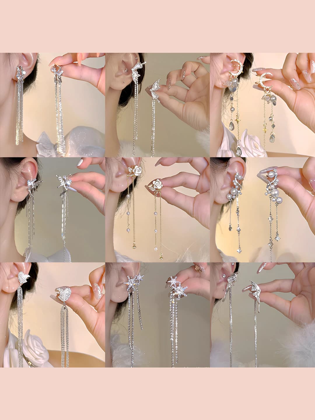 Women's 2026 ins style earrings with bow and butterfly design, made of alloy, electroplated, no piercing required