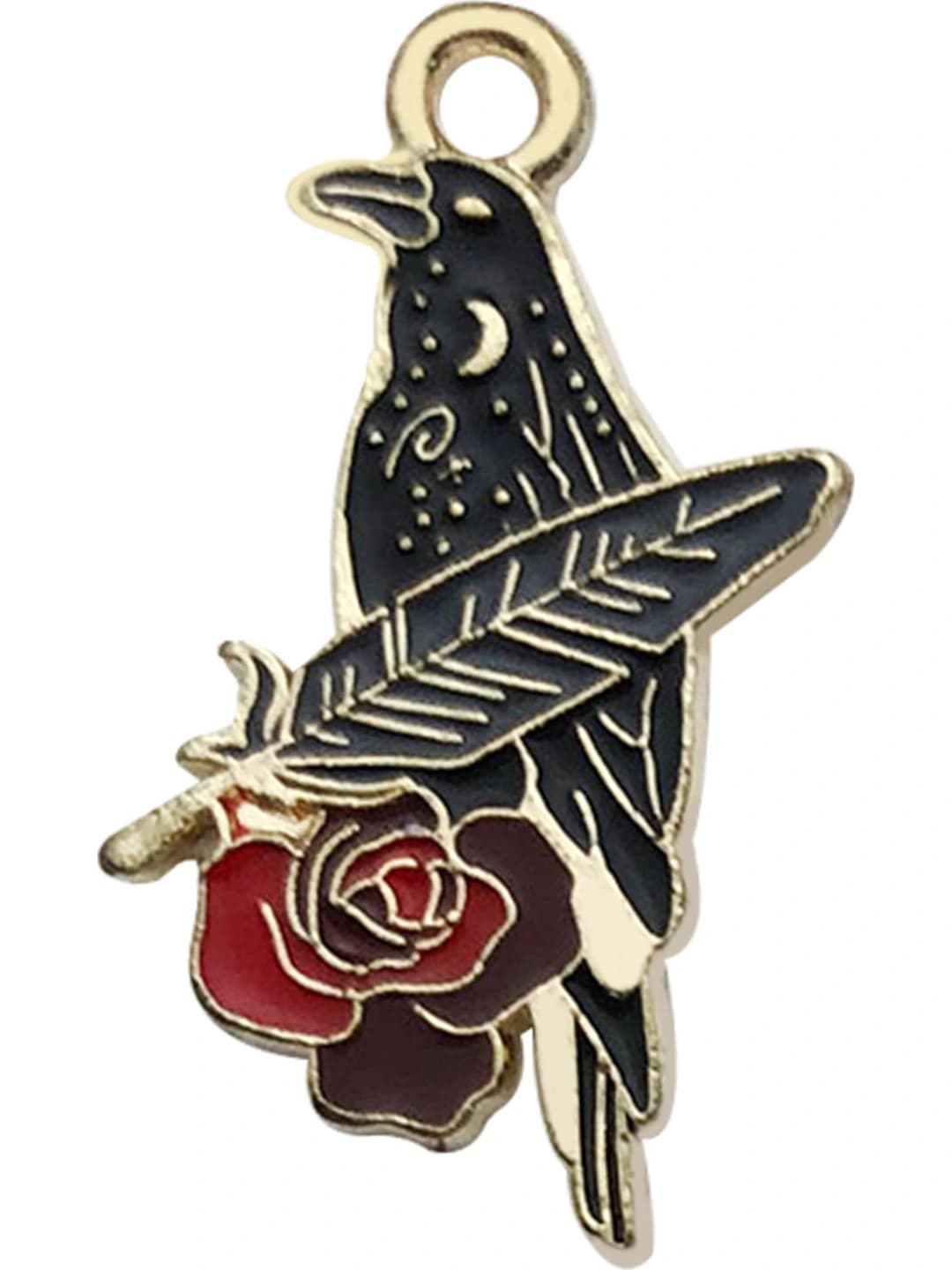 1 шт. ворон с цветком слева 16x27mm-1.2g