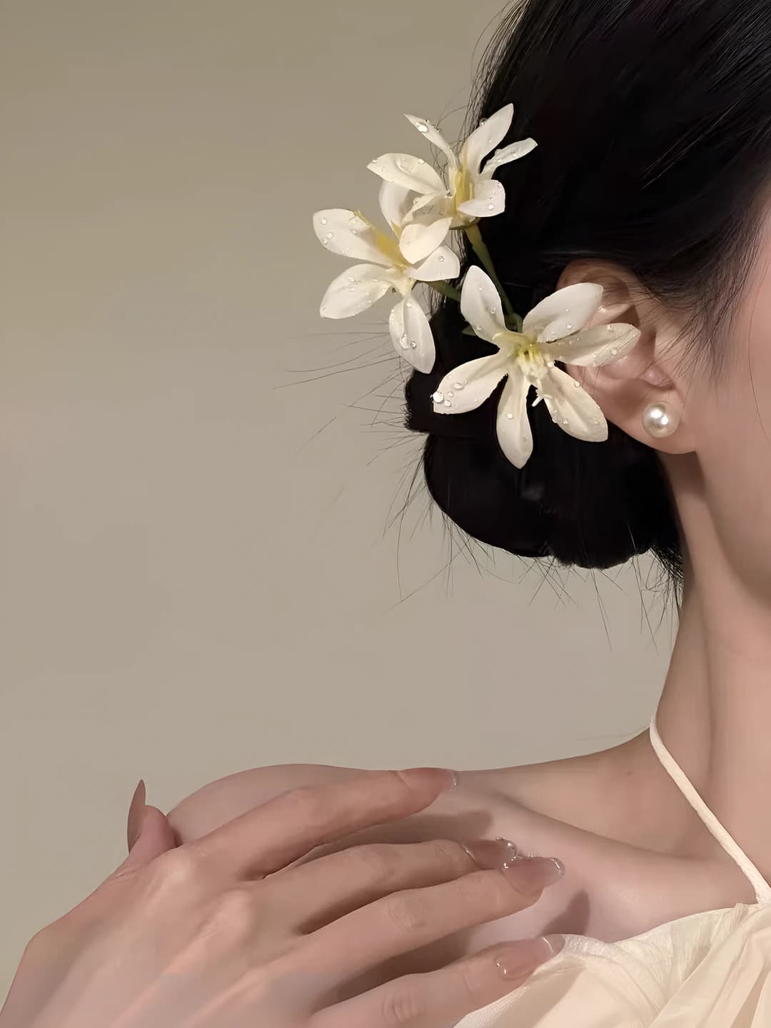 1# Apricot floral hairpin 12 cm