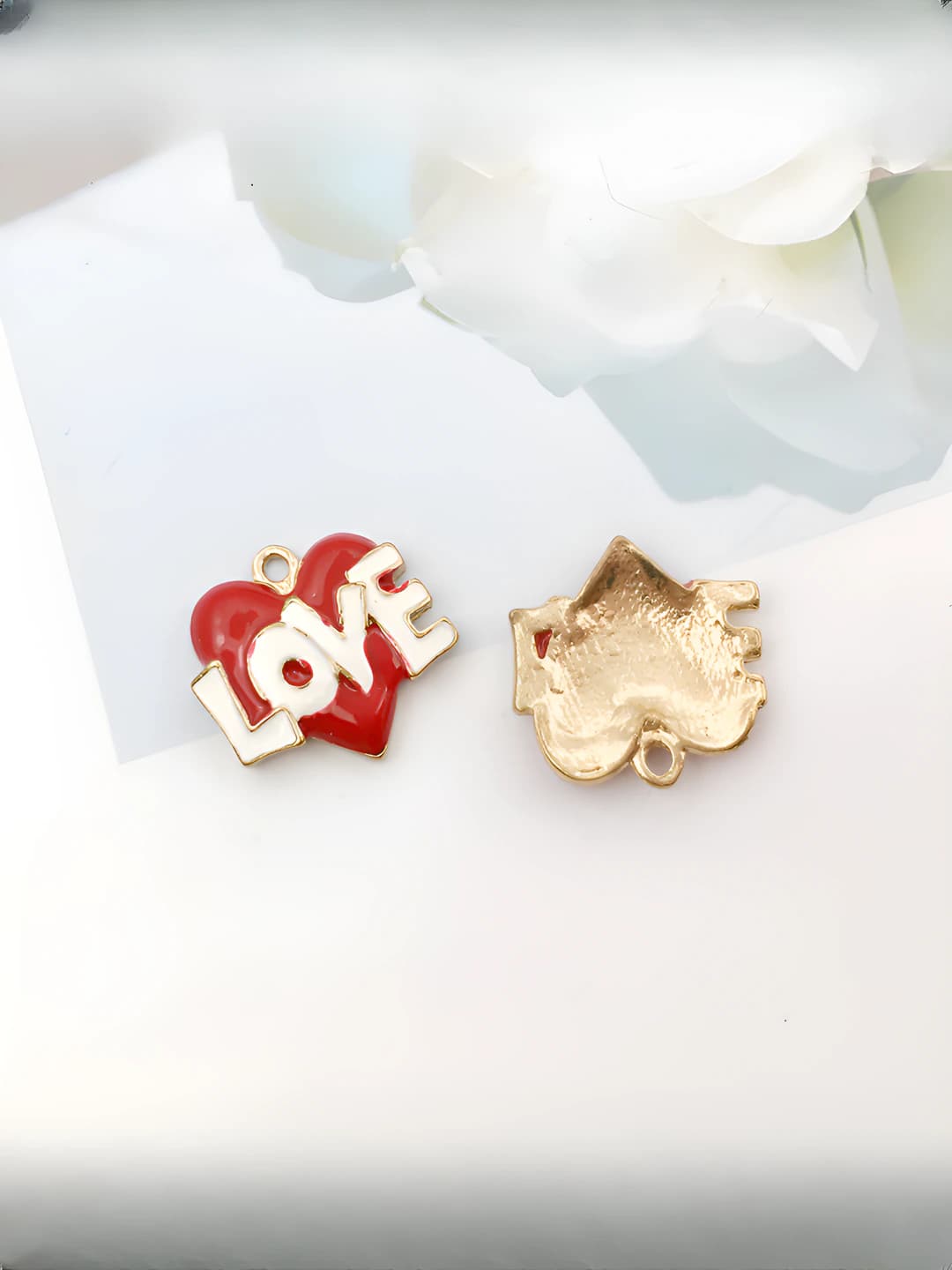 Qizil-oq o'rik yurak love 18x18mm-2.3g
