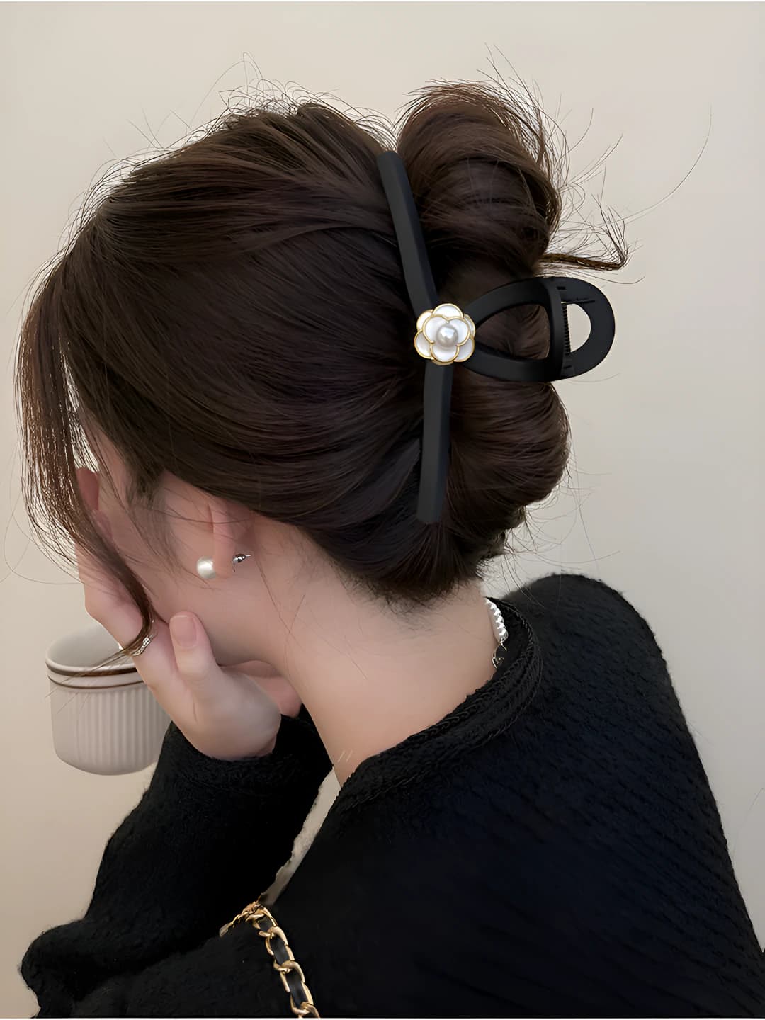 Large matte white/peony (13 cm)