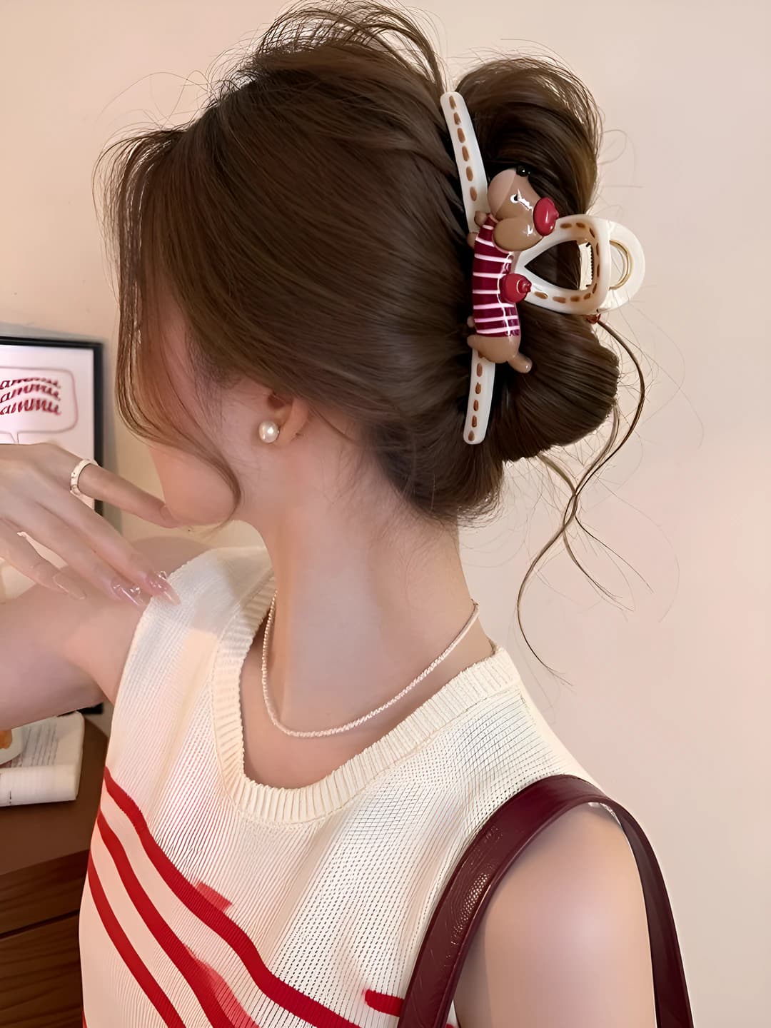 1# Red small dog hair clip 13 cm
