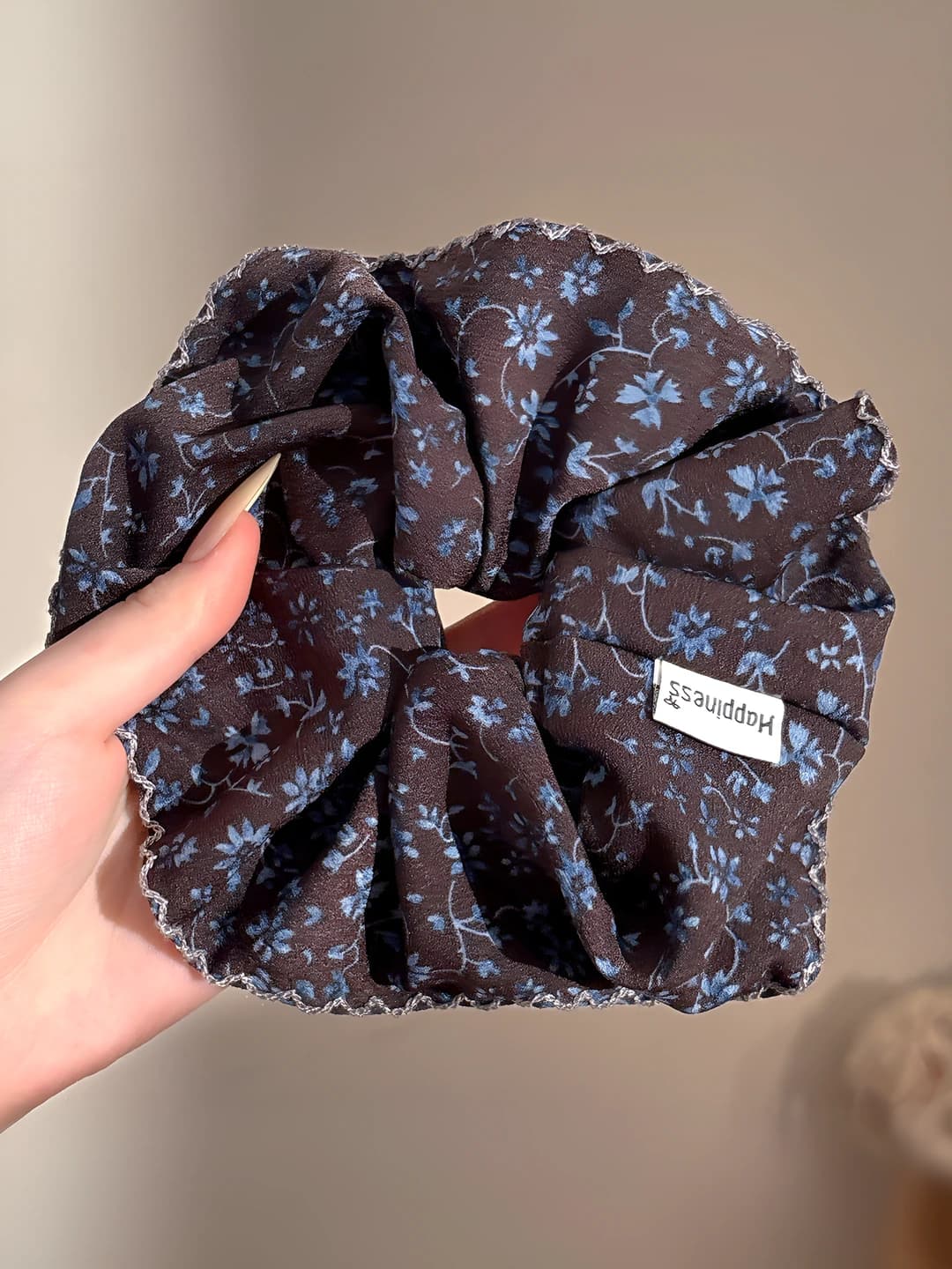 1# Coffee-blue, floral, ~17 cm
