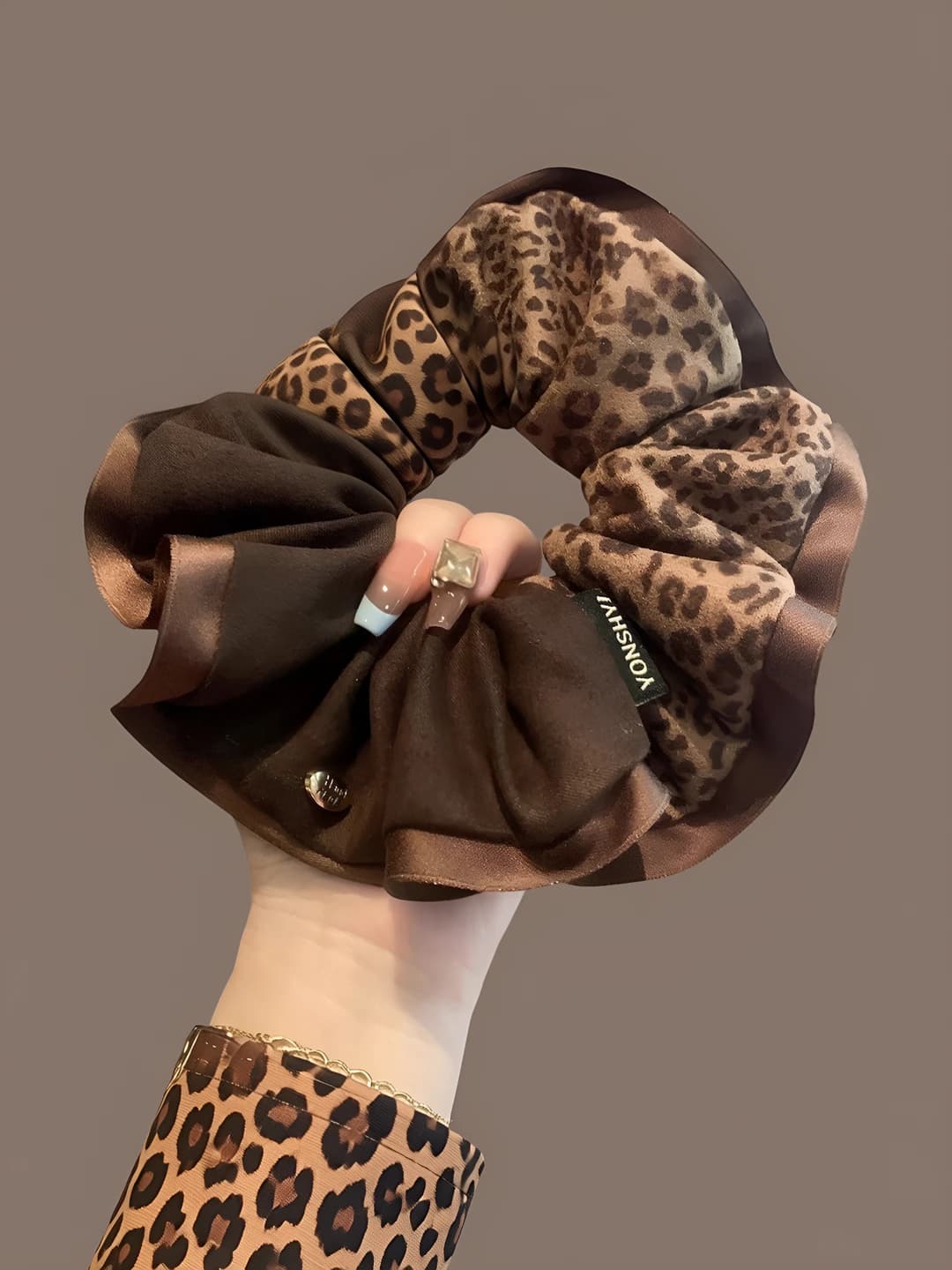 1# Leopard printli soch to'pi 13.5 cm