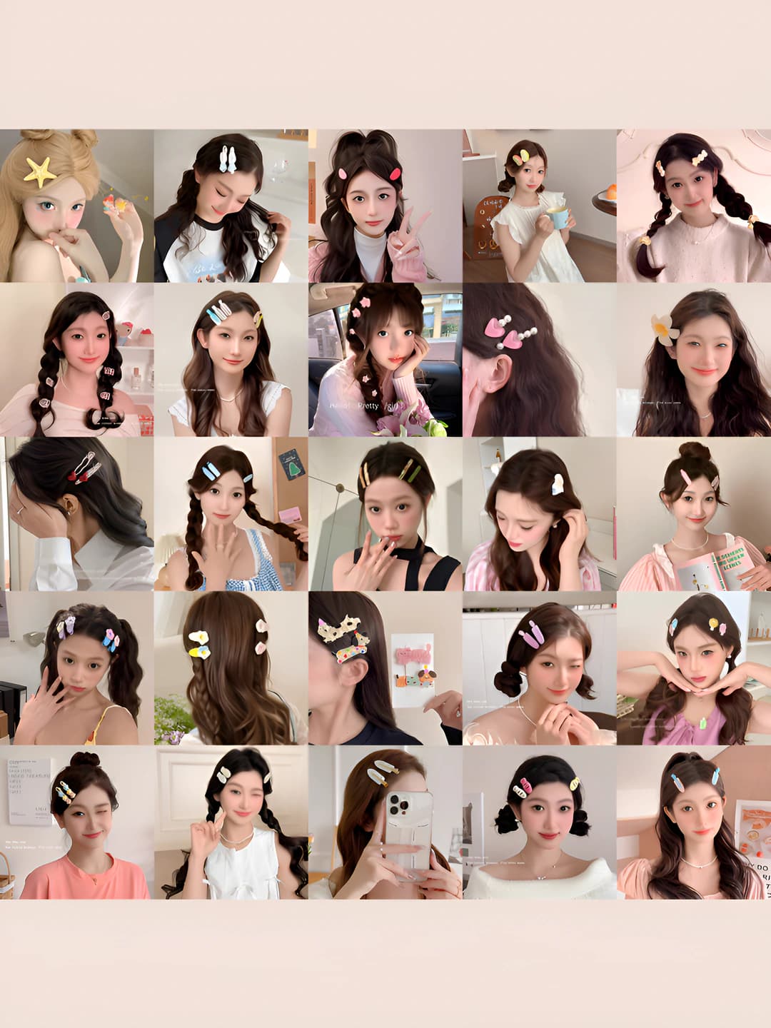 Women's hair clips and combs: Korean style, alloy, star and heart design element