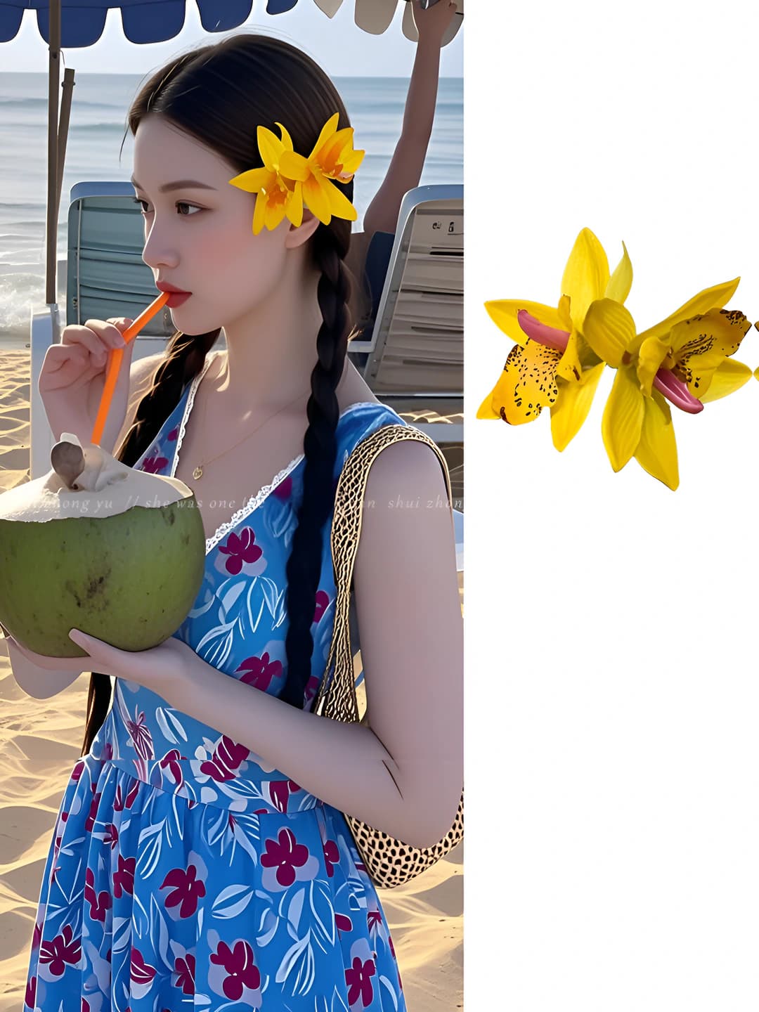 1# Double yellow hair clip ~4.5 cm