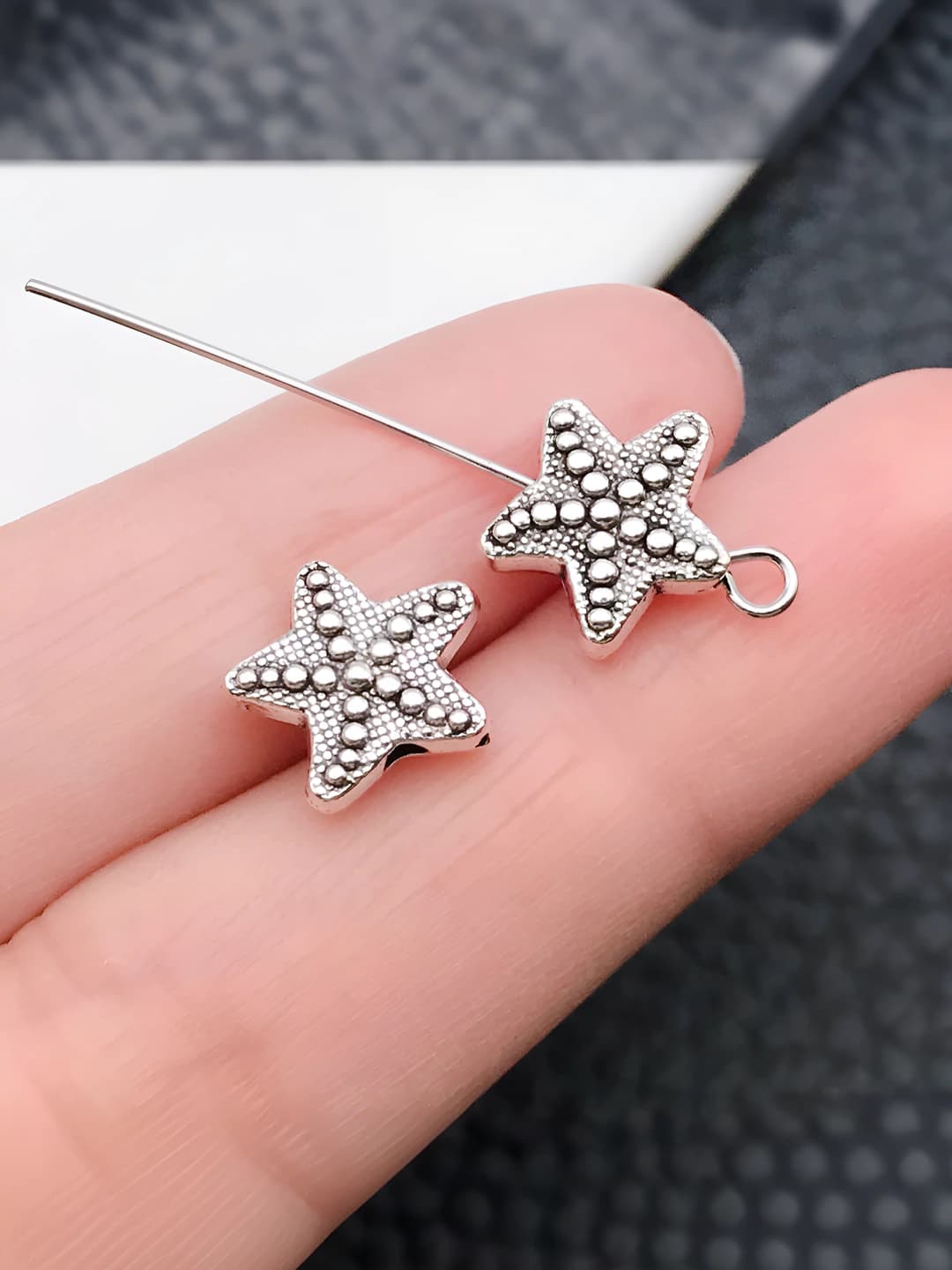 1 шт. старинное серебро морская звезда, 9x8mm, 1.4g