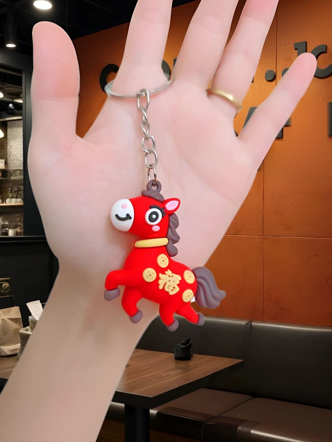 Women's soft rubber keychain in cartoon style: of the Horse, money is here, festive gift