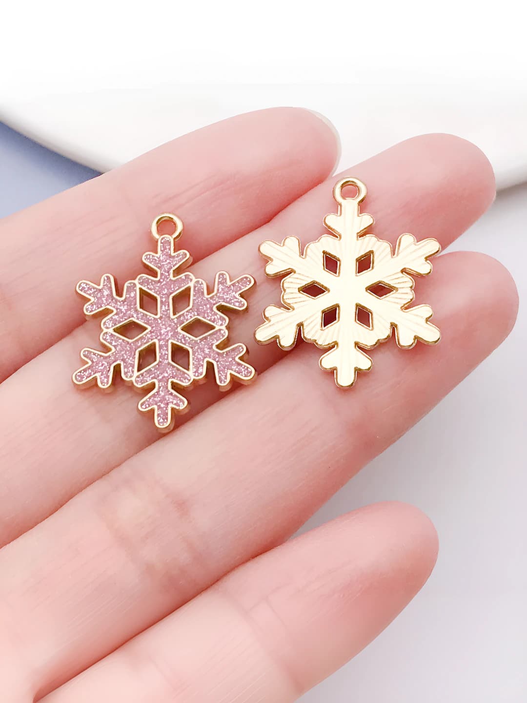 1 шт розовый золото Рождество снежинка 24x19x1.5mm-1.7g