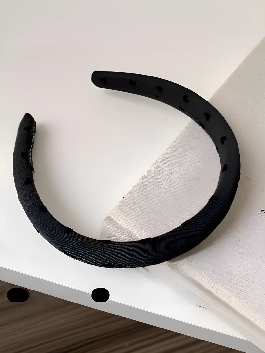 3 cm black heart dot sponge headband