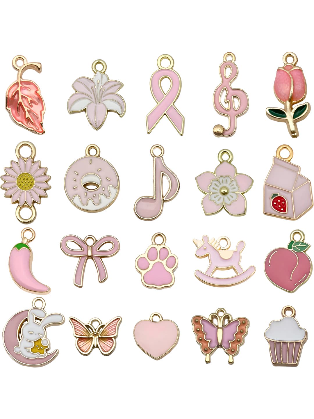 DIY enamel charms for women: 20 types of pink ribbon, notes, stars and Buzz Lightyear IP elements