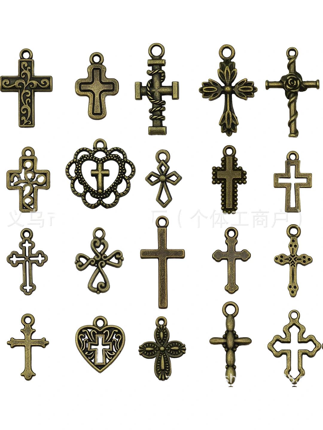Mixed 20 antique teal crosses - 20 variants