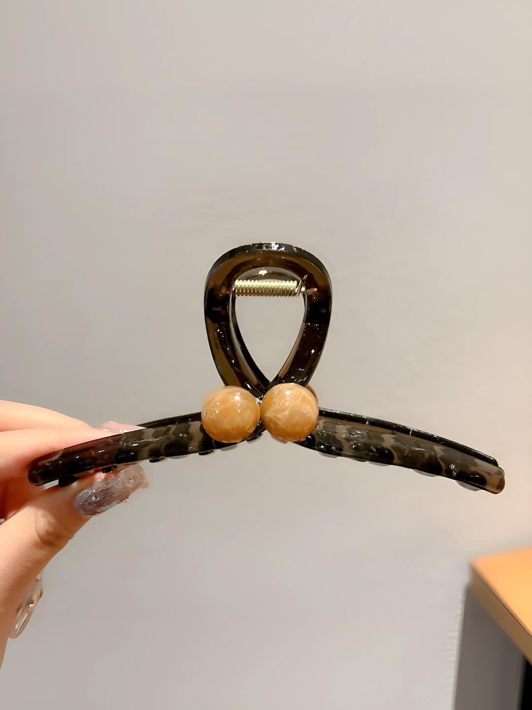 8# Янтарный глянцевый жемчуг зажим 15cm