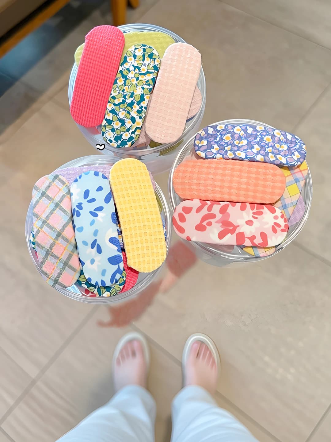 Women's fabric hair clips (BB clips) with geometric pattern in Korean style