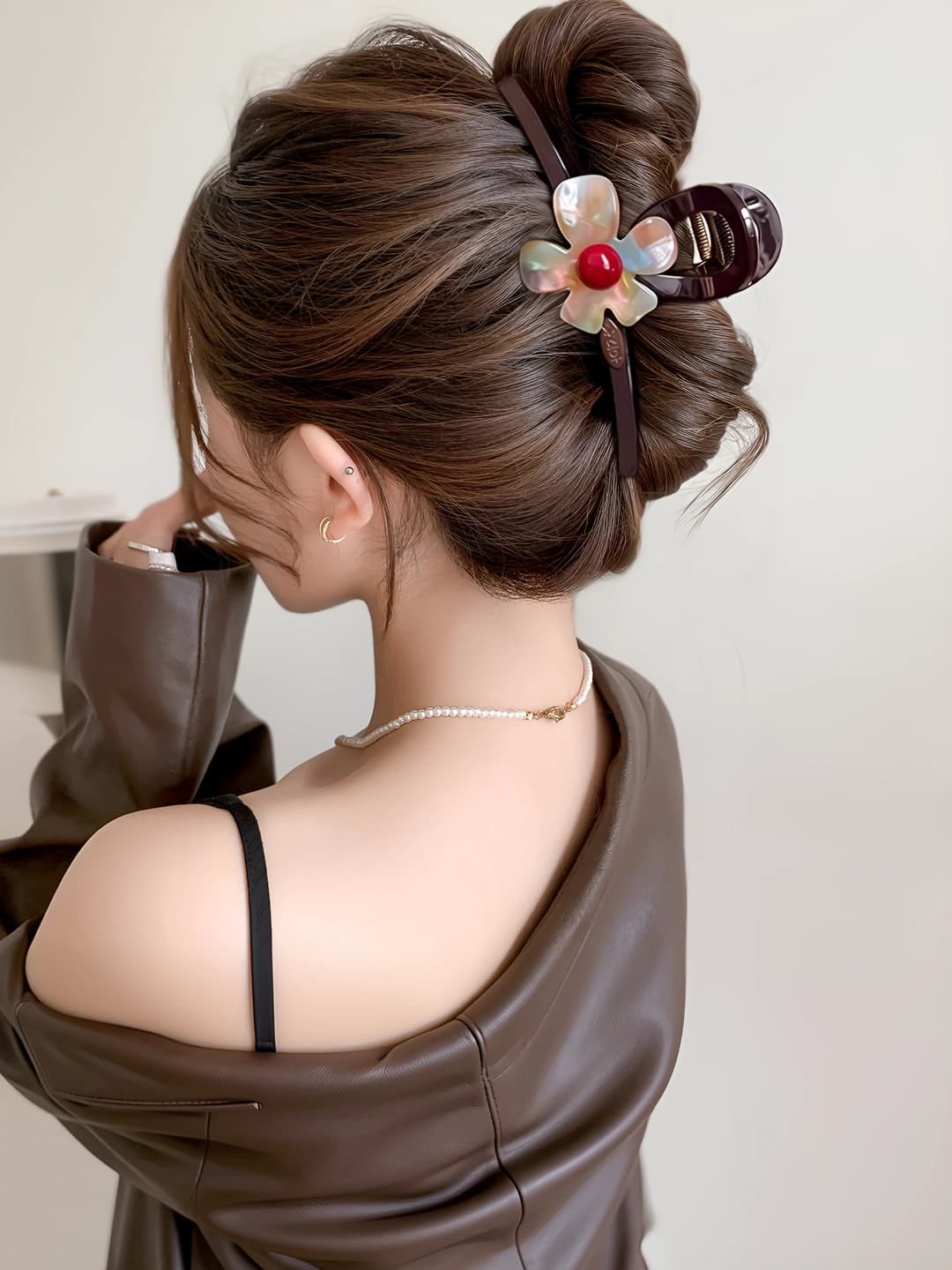Floral claw clip, 13 cm