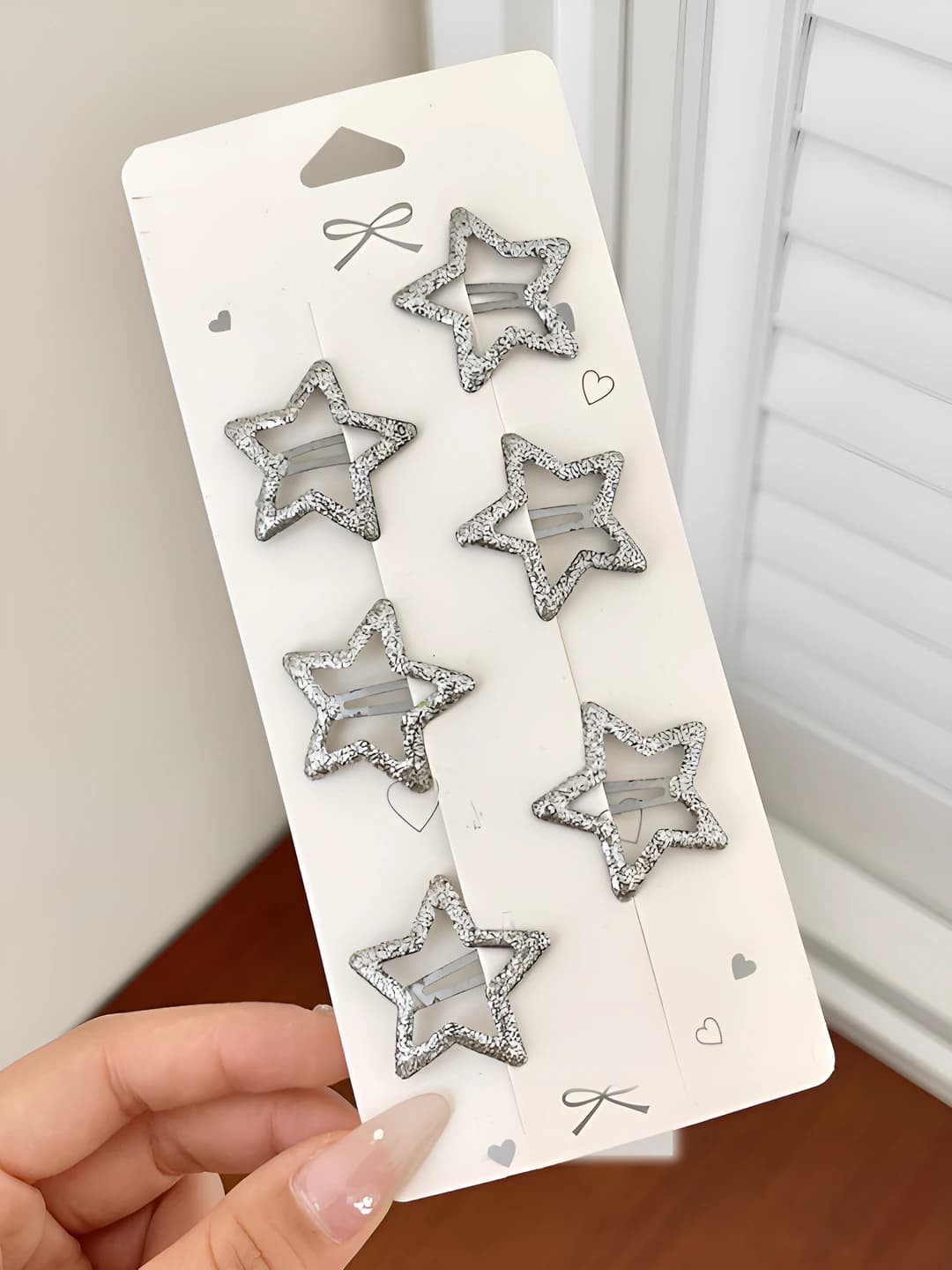 3# Shiny silver star 6 pcs