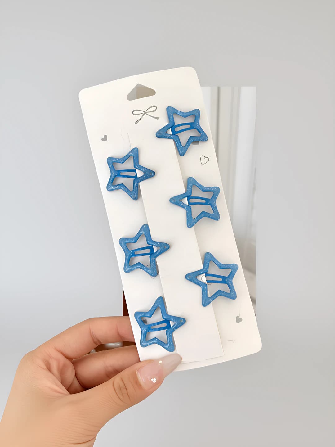 9# Dark blue, glossy, star, 6 pcs