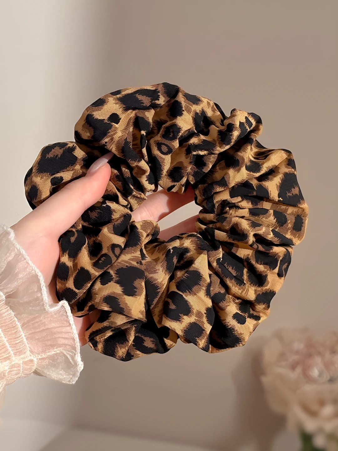 Large leopard hair tie approx 16 cm