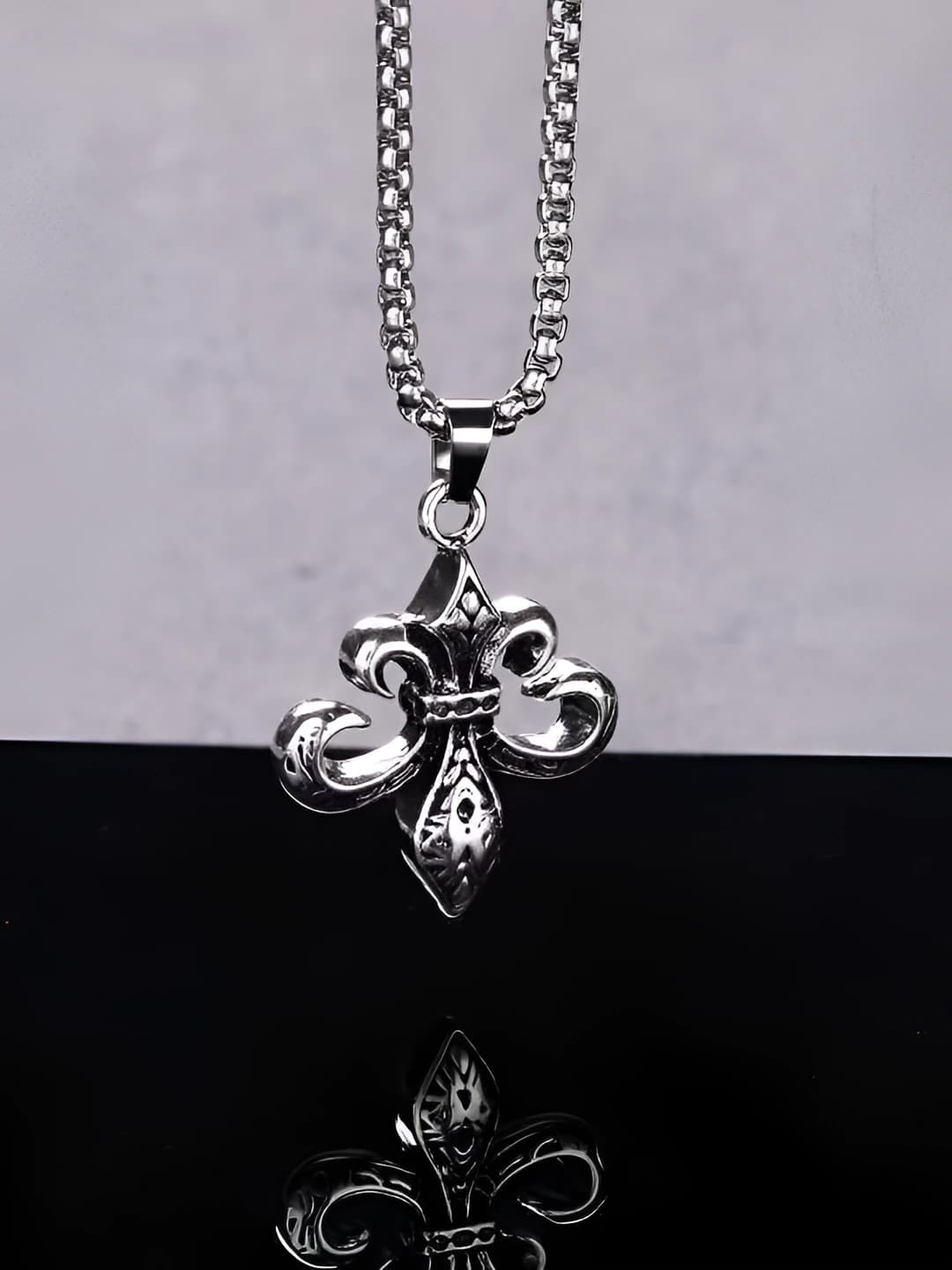Retro long pendant necklace for men and women, cross design element, alloy, 51-60 cm