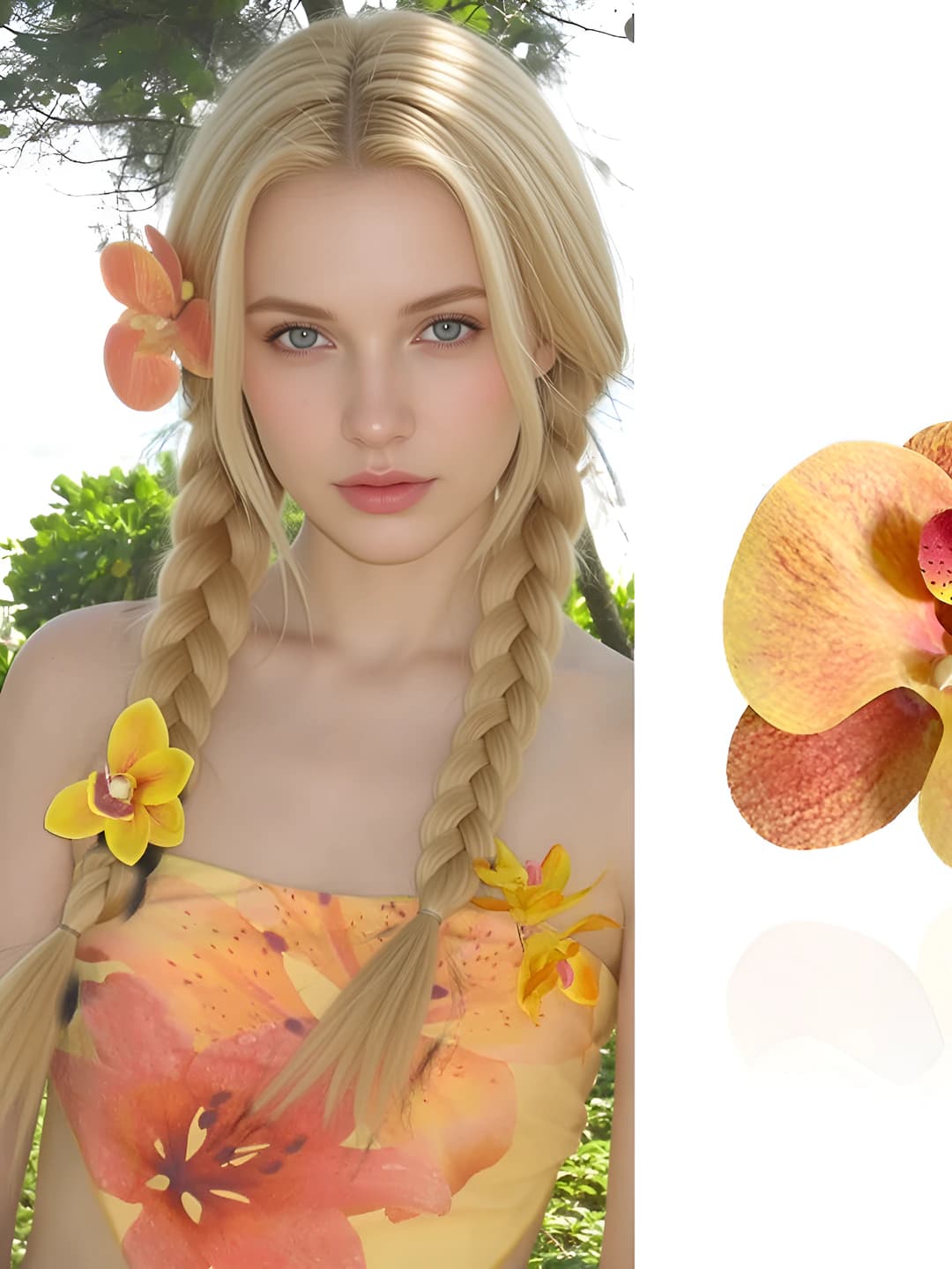 2# Apelsin-sariq 3D phalaenopsis