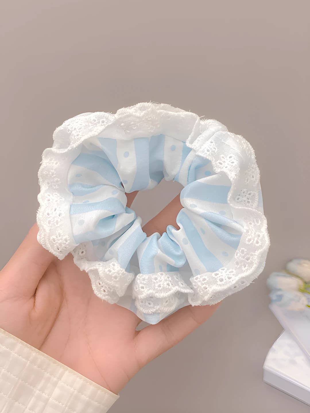 1# Blue polka dot lace