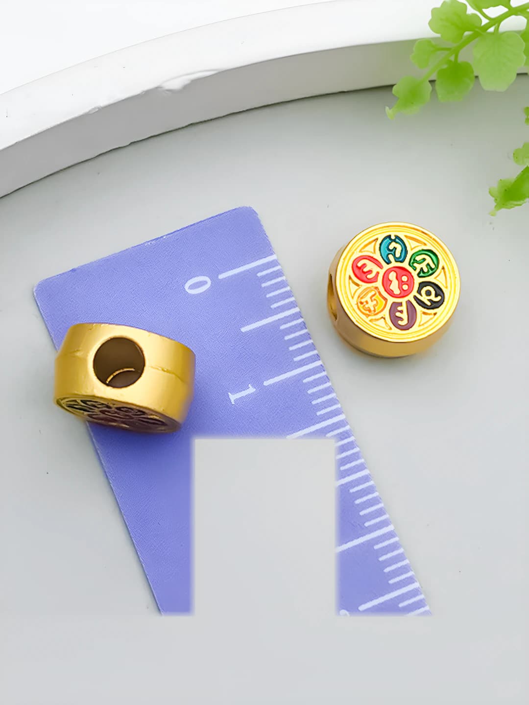 1 dona Rang-barang ikki tomonlama oltin olti so'zli yirik teshikli ajratuvchi zarracha 11x10mm-2.5g-teshik 4