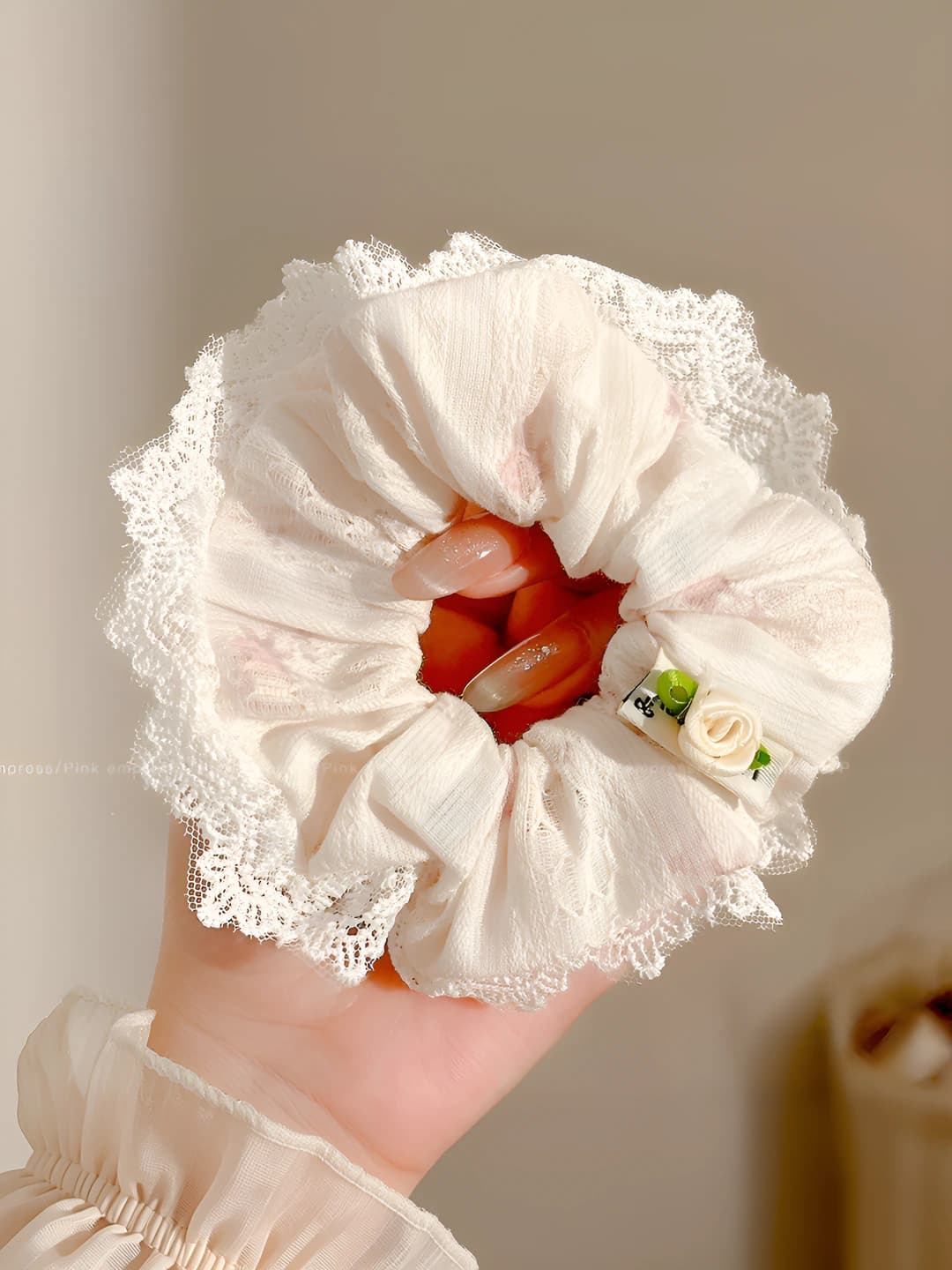 1# Floral lace large scrunchie 13 cm
