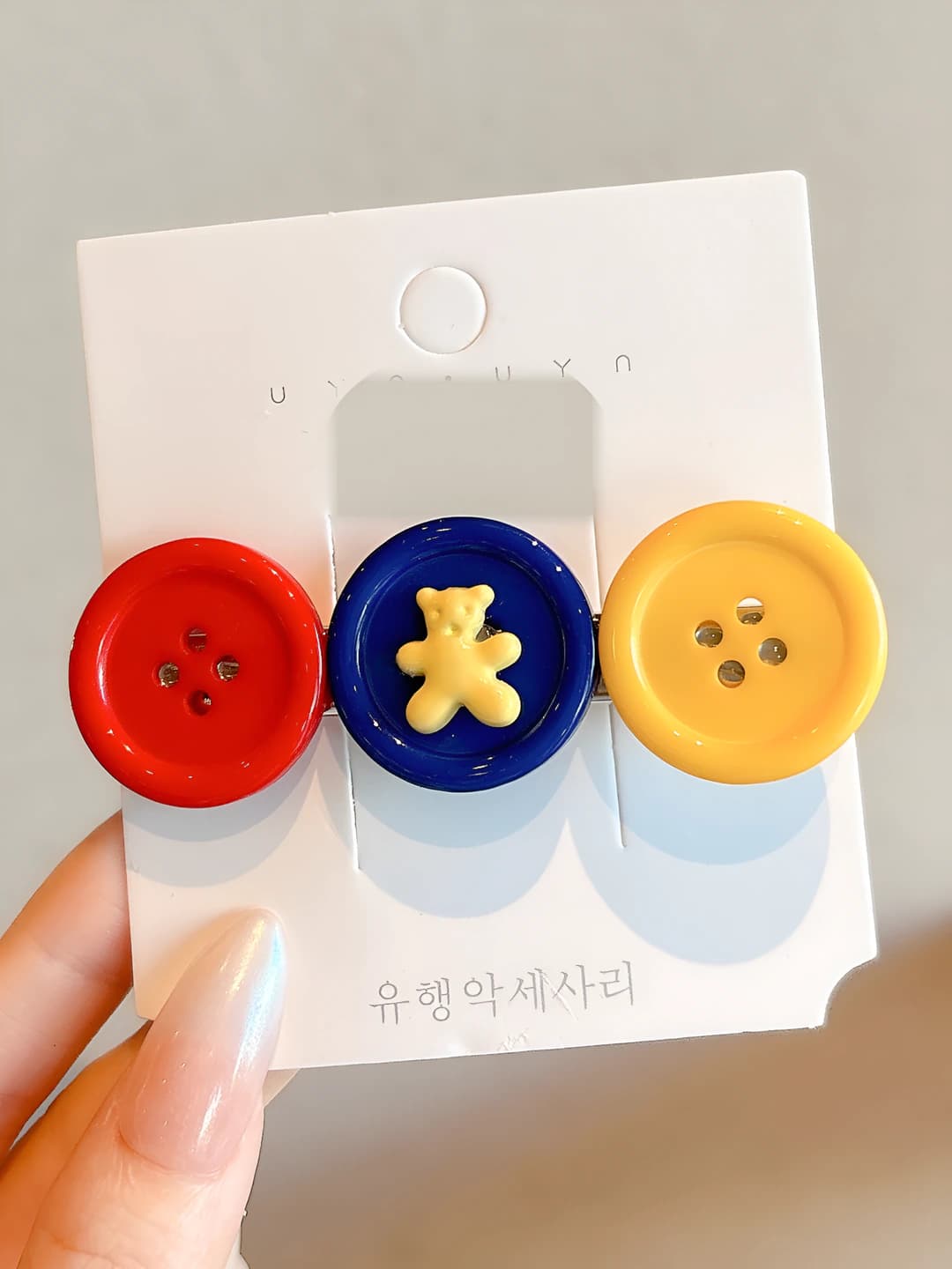Button bear clip, 7.5 cm