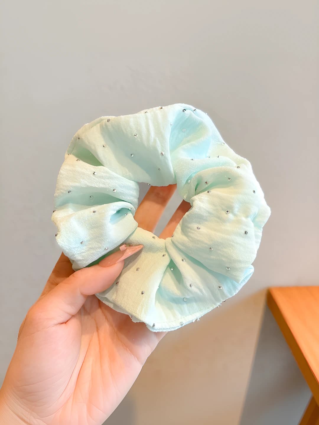 Light blue, rhinestone, large