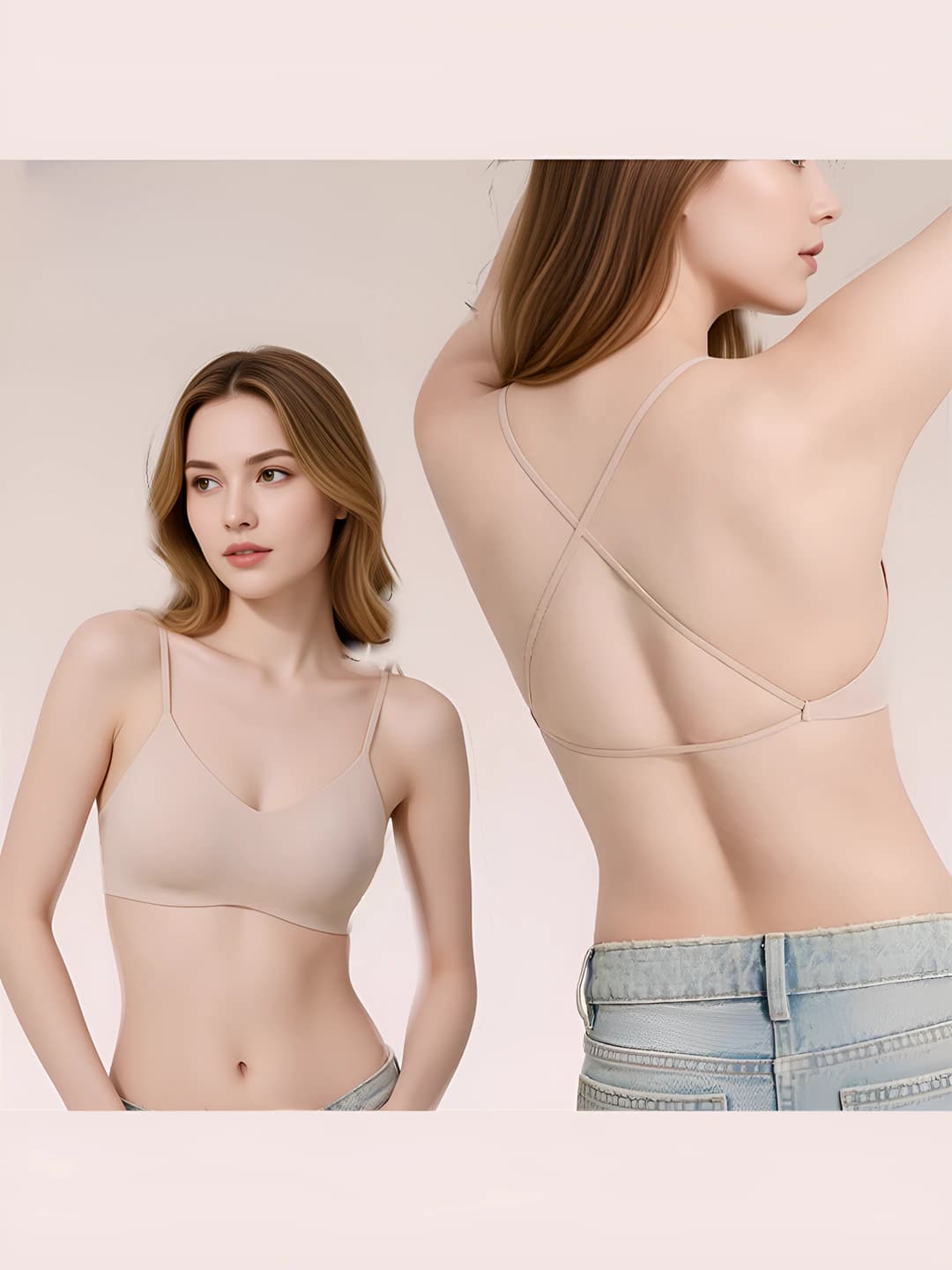Women's bra: underwear, tank top, with padding, open back, halter, sexy style