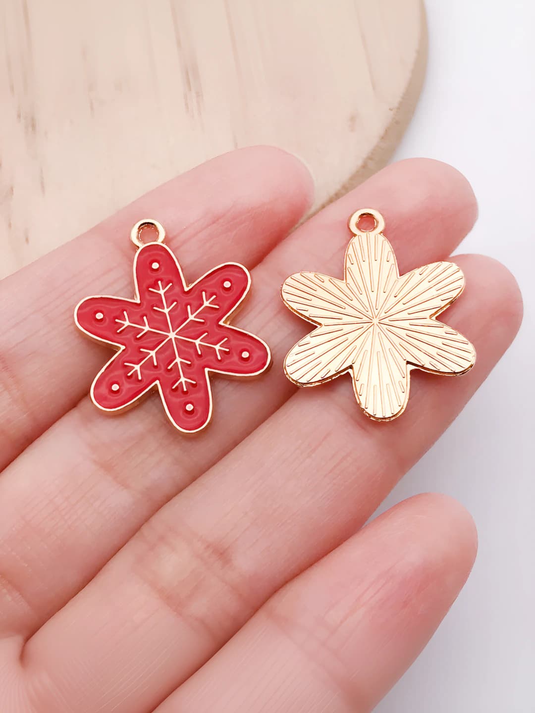 1 pc red christmas snowflake 24x19mm-1.5g-25461