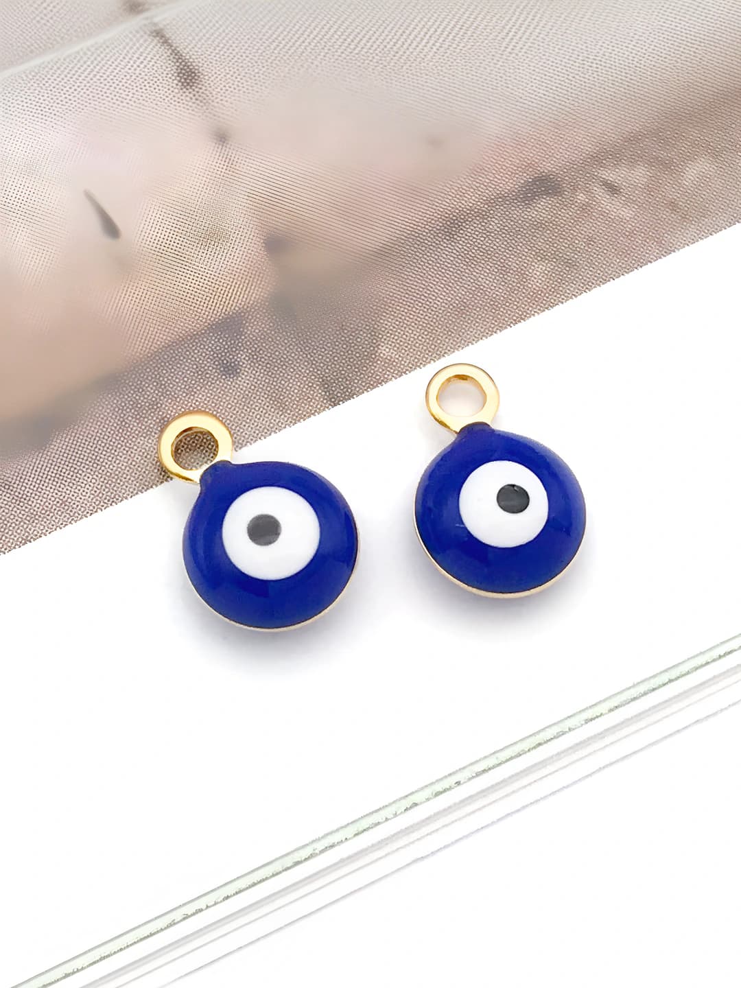 1 pc small double-sided enamel blue evil eye 6x9mm-0.3g-T1387