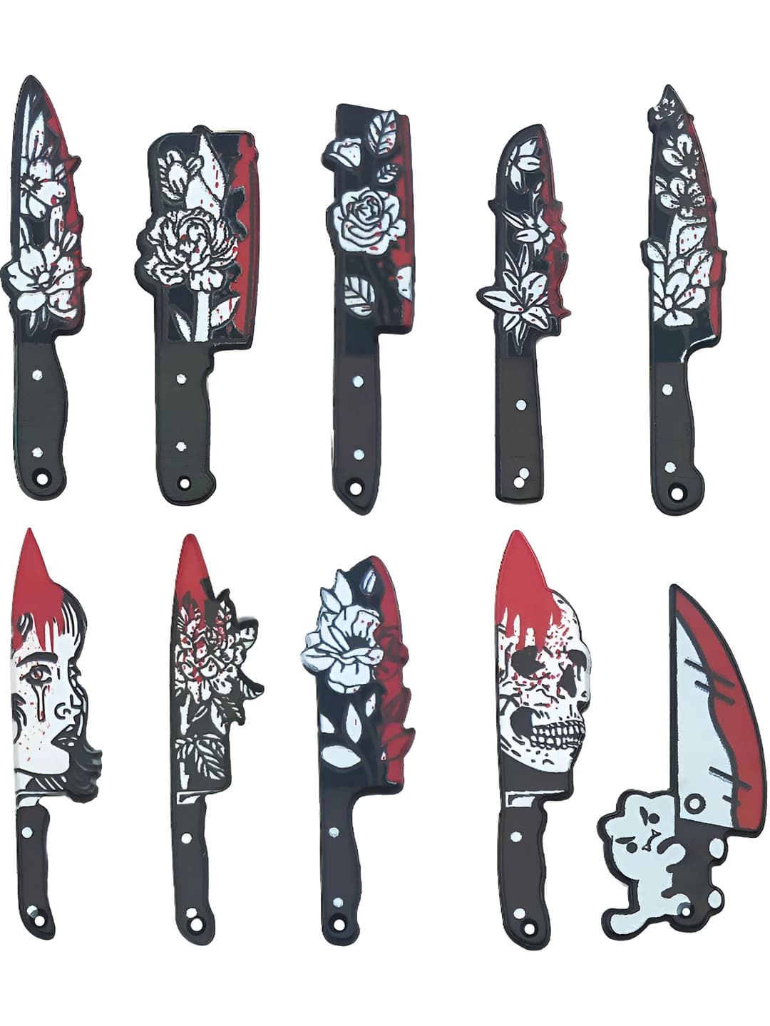 Aralash 10 ta akril print Halloween pichoq - 10 variant - 12g