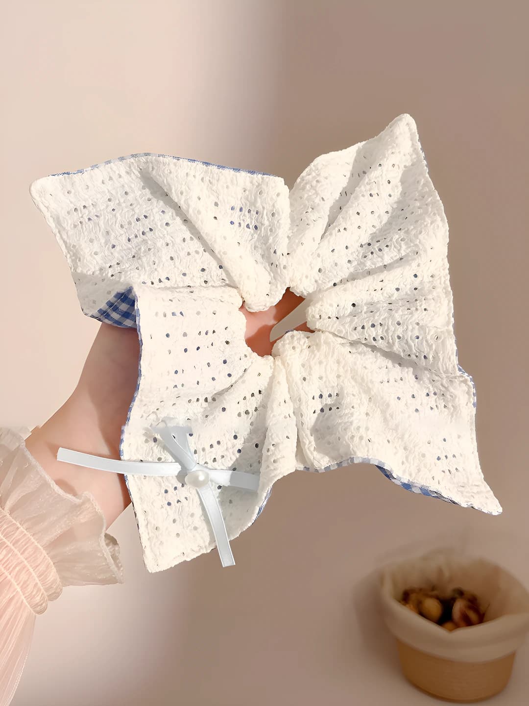 1# Ko'k katak krep ikki tomonli-kvadrat 24 sm